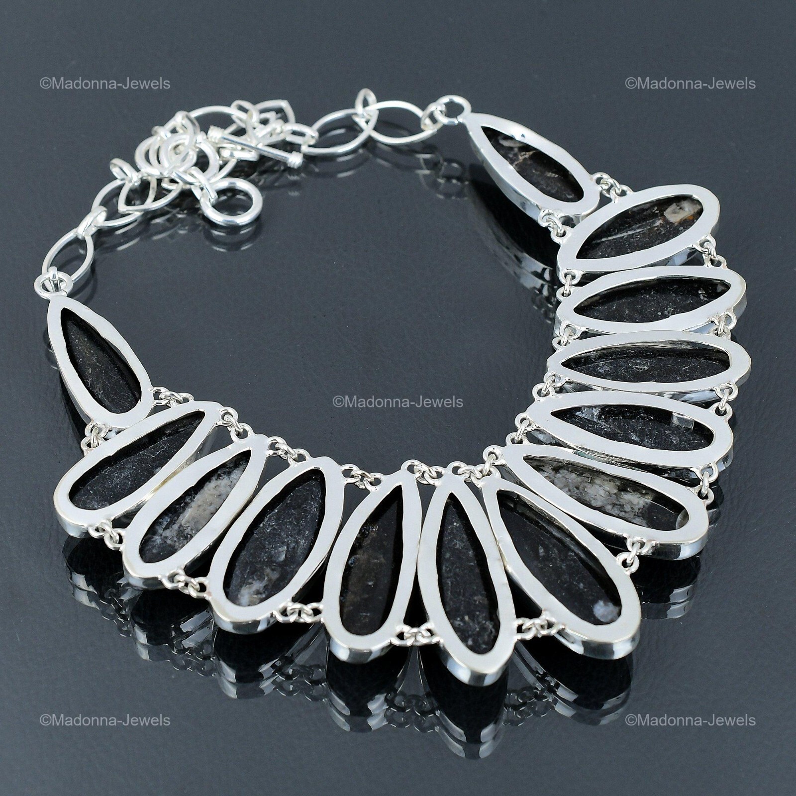 Orthoceras Fossil Gemstone Chain Anniversary Artisan Necklace Jewelry 925 Silver