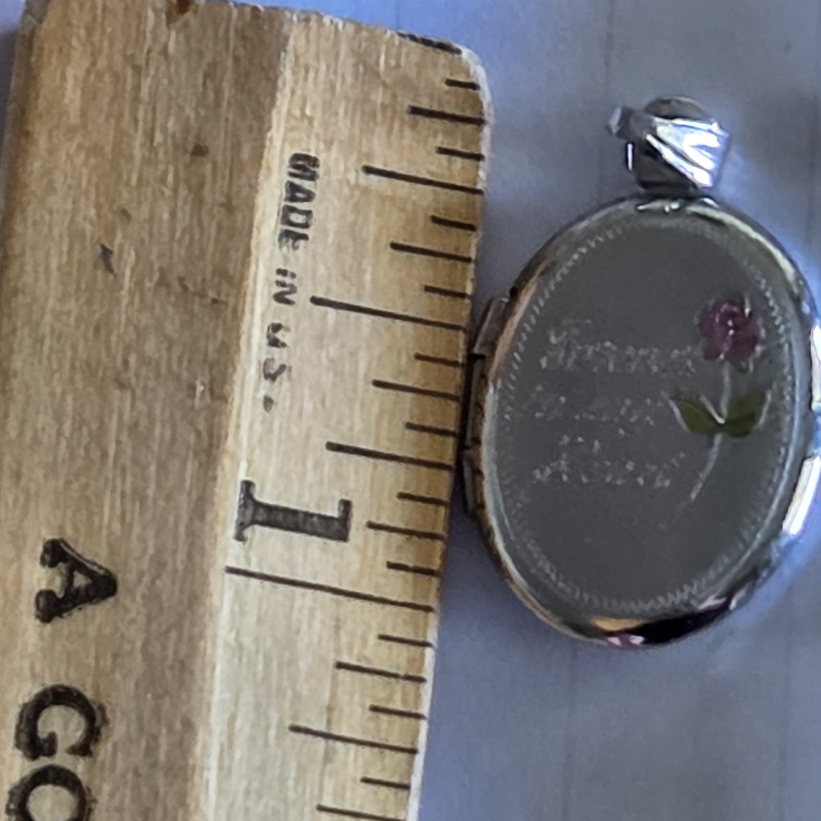 Sterling Silver Forever in my Heart Pink Rose Photo Locket Pendant Rememberance