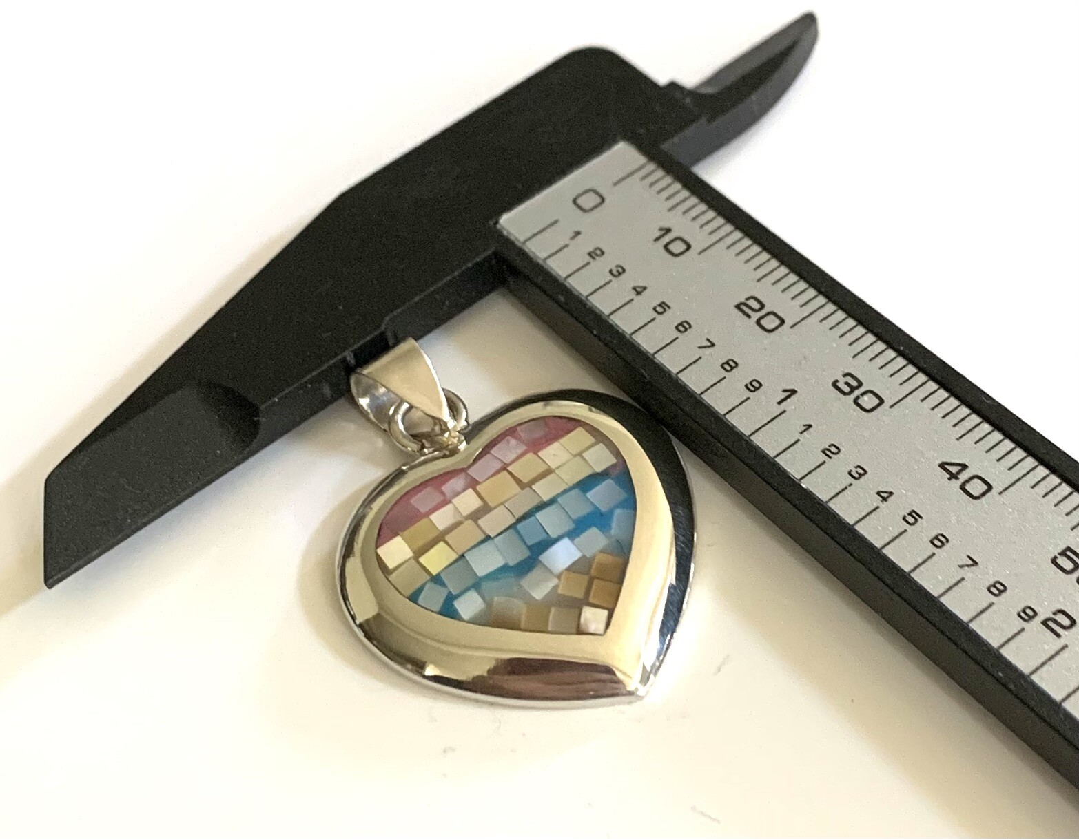 Pendant 925 Sterling Silver HQ Thai ATI Multicolor Mother of Pearl Mosaic Inlay