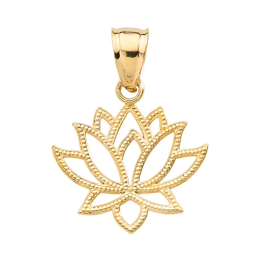 Gold Lotus Flower Pendant Necklace (Available in Yellow/Rose/White Gold)