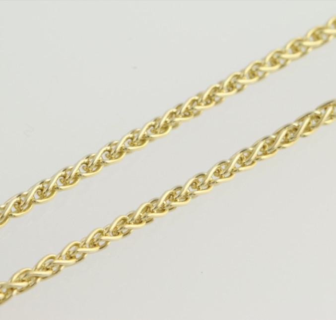 Italian 10K Yellow Gold Thin Wheat Chain Necklace 50 cm or 19.5”