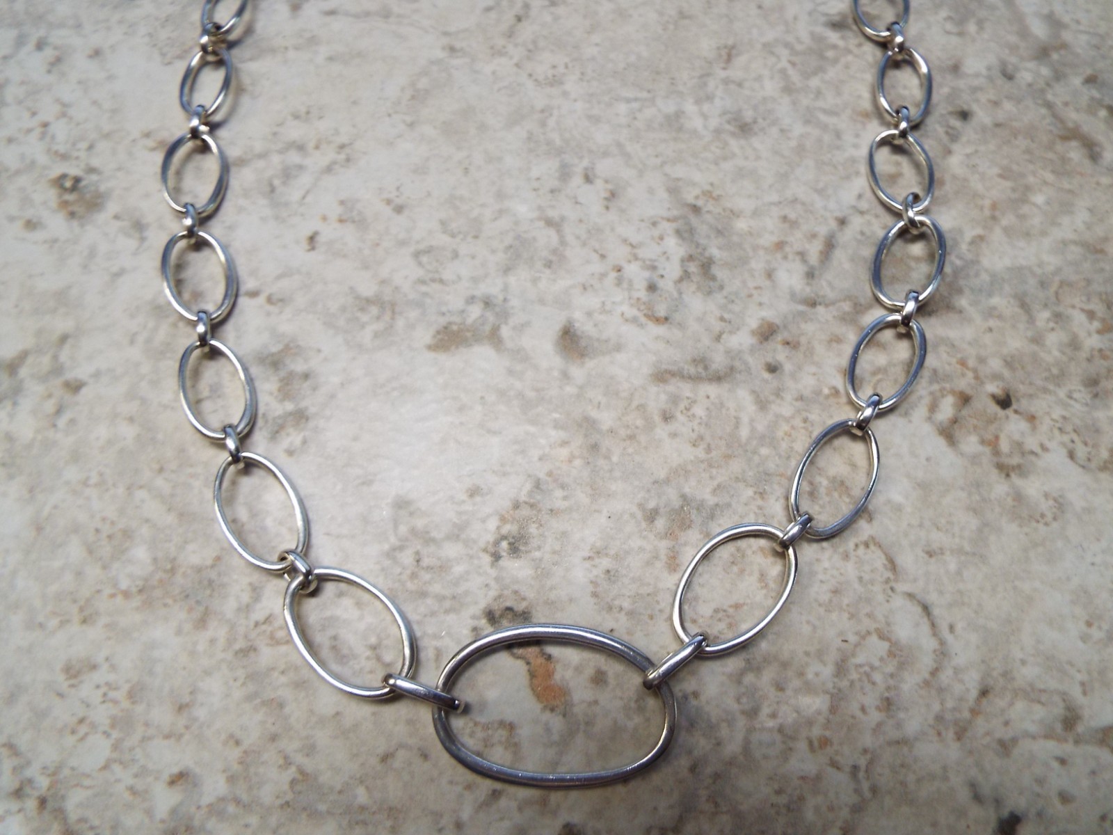 MWS 925 Sterling Silver Oval Link Chain Necklace 18″