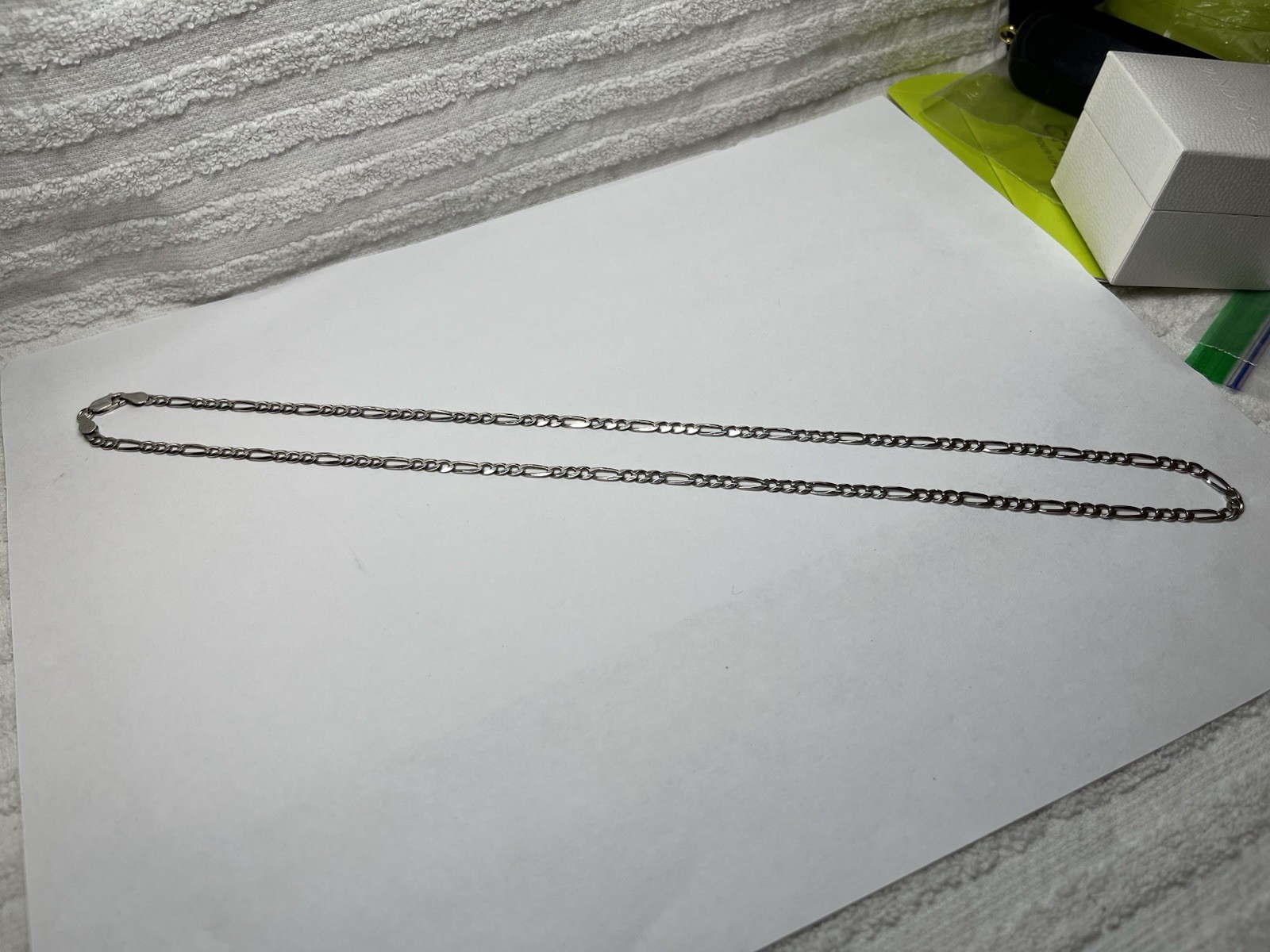 Excellent 925 Sterling Figaro Chain Necklace 22.5” 8.9 Grams Silver !