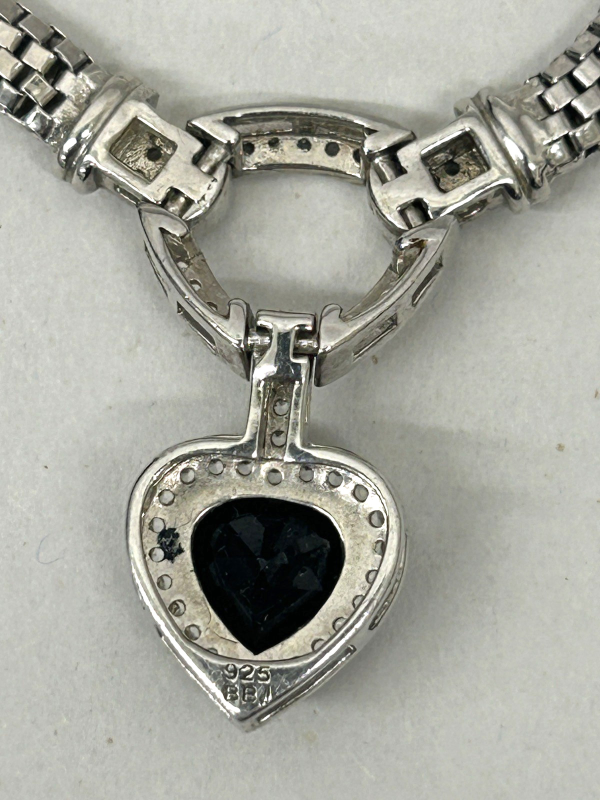 Sterling Silver BBJ Black Rhodium CZ Heart Pendant 18″ Necklace 23.5g