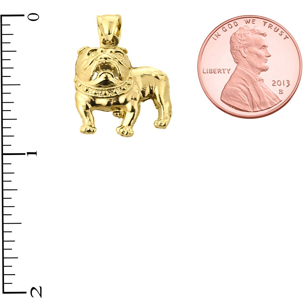 Solid Gold Bulldog Pendant Necklace (Available in Yellow/Rose/White Gold)