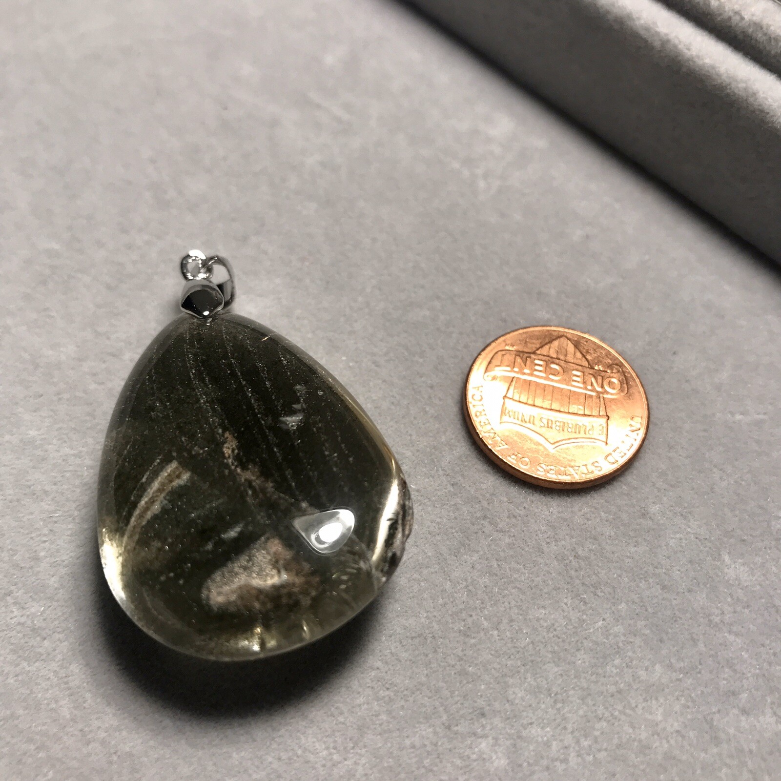 US SELLER Natural Green Phantom Quartz Pendant Teardrop Brazil Crystal