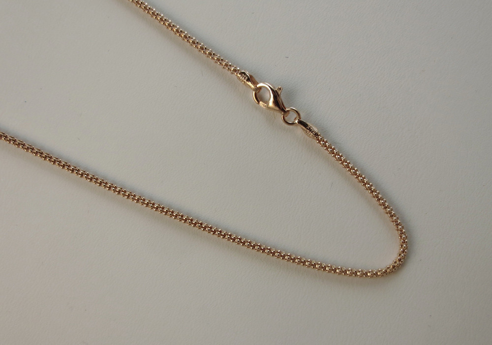 7 to 30 inches S. Silver 1.8mm PopCorn Chain. Pure .925. RoseGold over S. Silver