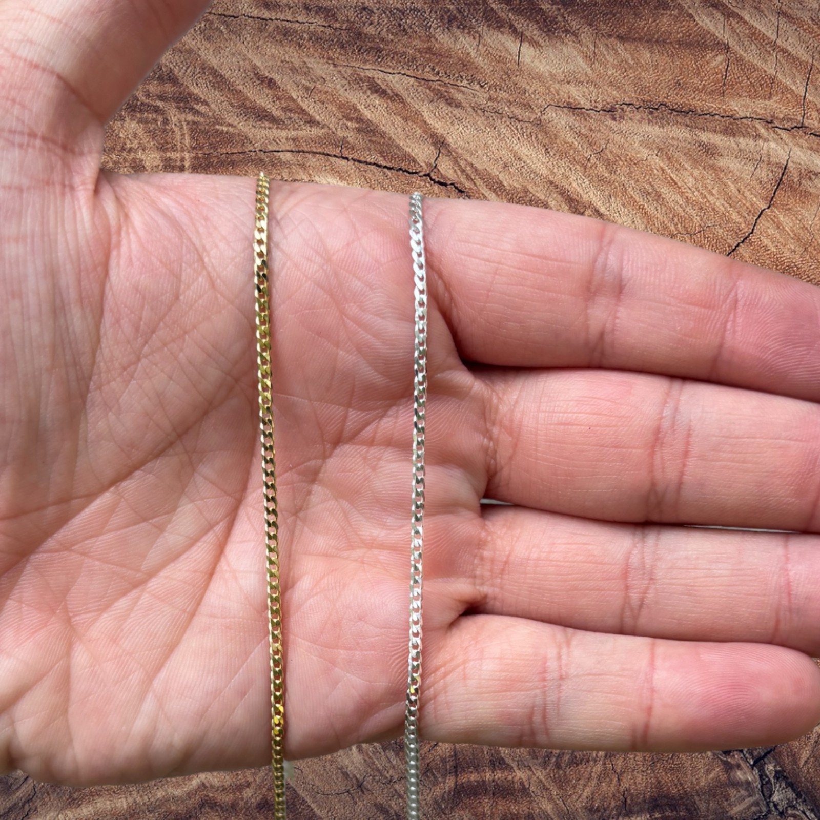 2mm Curb Link Chain – Real Solid 925 Sterling Silver Or 14k Gold Vermeil ITALY