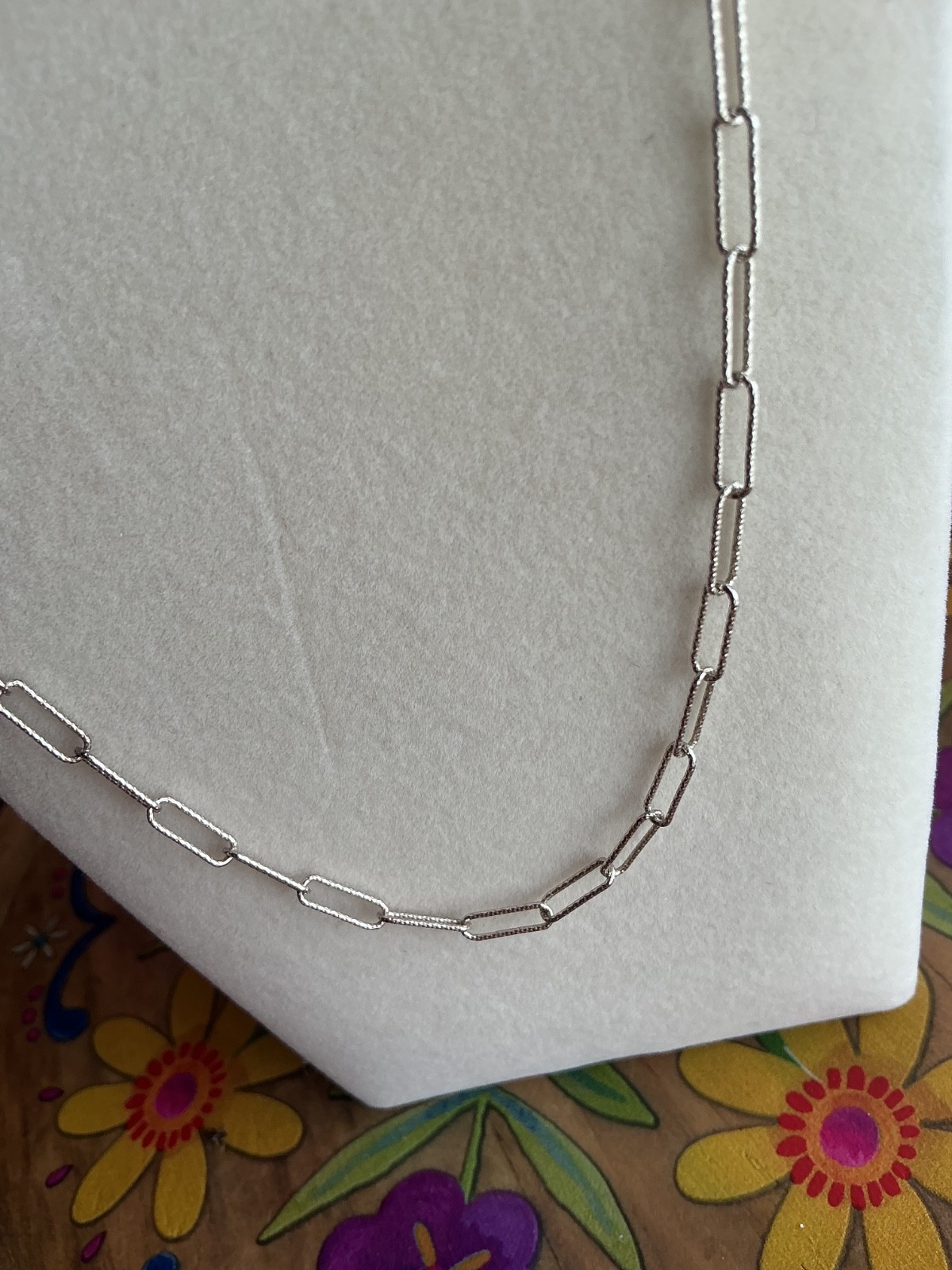 Sterling Silver Paperclip Chain Necklace 20″ – 925 Brushed Silver ITALY