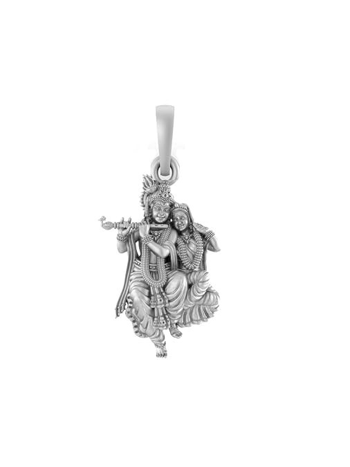 925 Sterling Silver Radha Krishna Pendant Hindu Religious Unisex Charm Gift 2.9g