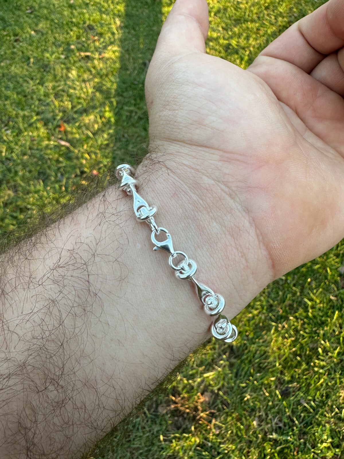 Real 925 Sterling Silver Mens Custom 8mm Barbed Wire Link Bracelet ITALY 7-9″