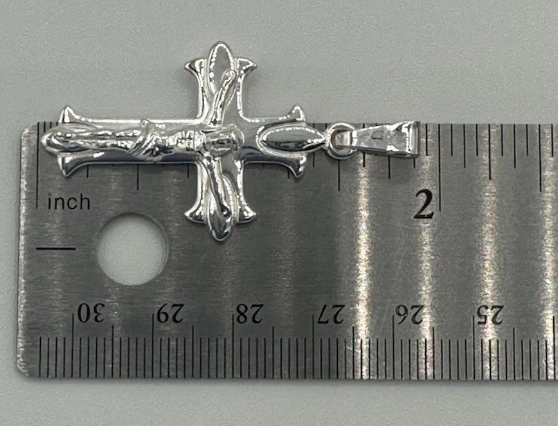 925 Sterling Silver Jesus Crucifix Cross Pendant Religious 5.38g 1.85”