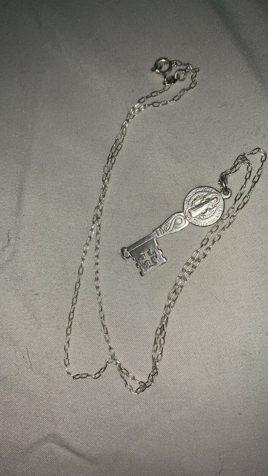 Saint Benedict Key silver pendant 925 with 50 cm sterling silver necklace