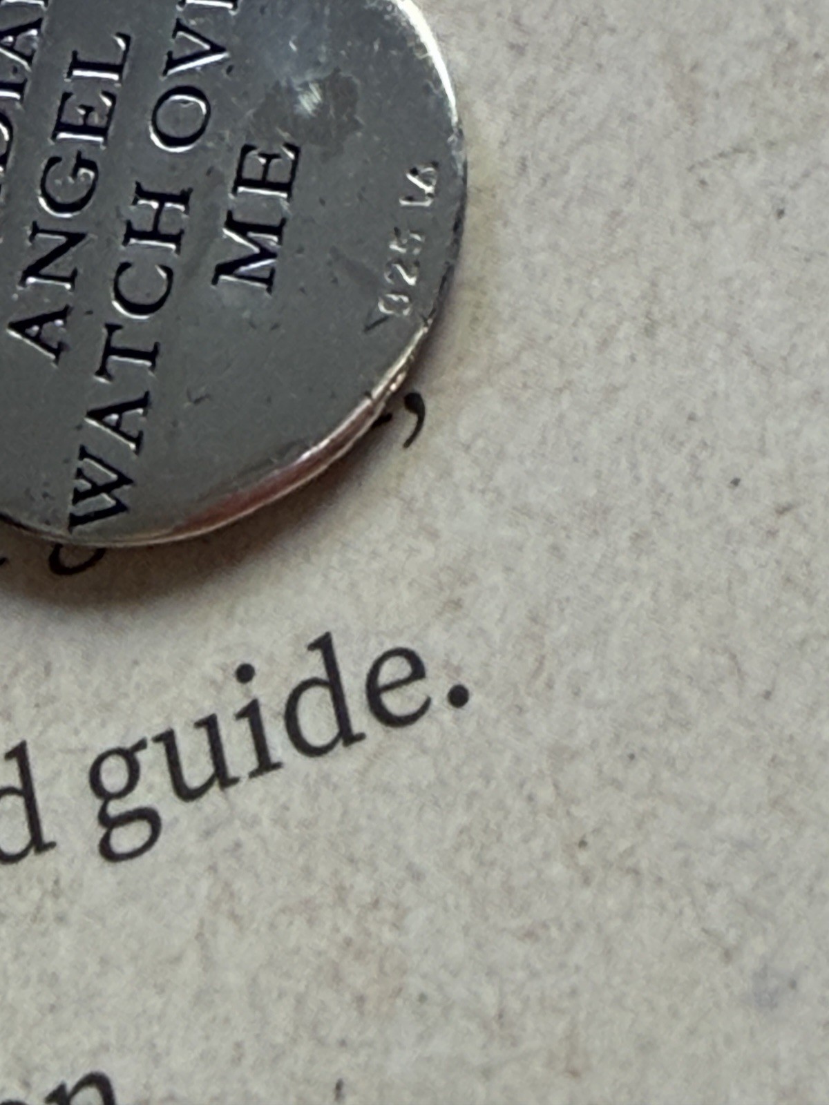 925 Sterling Silver Guardian Angel Round Medal Charm