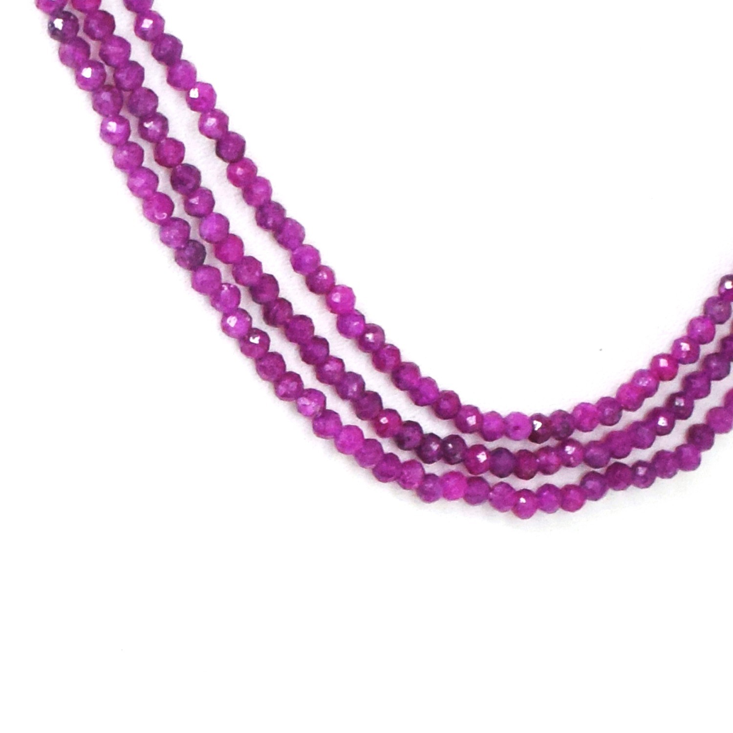 3 Strand Most Outstanding 131.Cts Faceted Red Spinel Beaded Necklace RK 89 AZ27