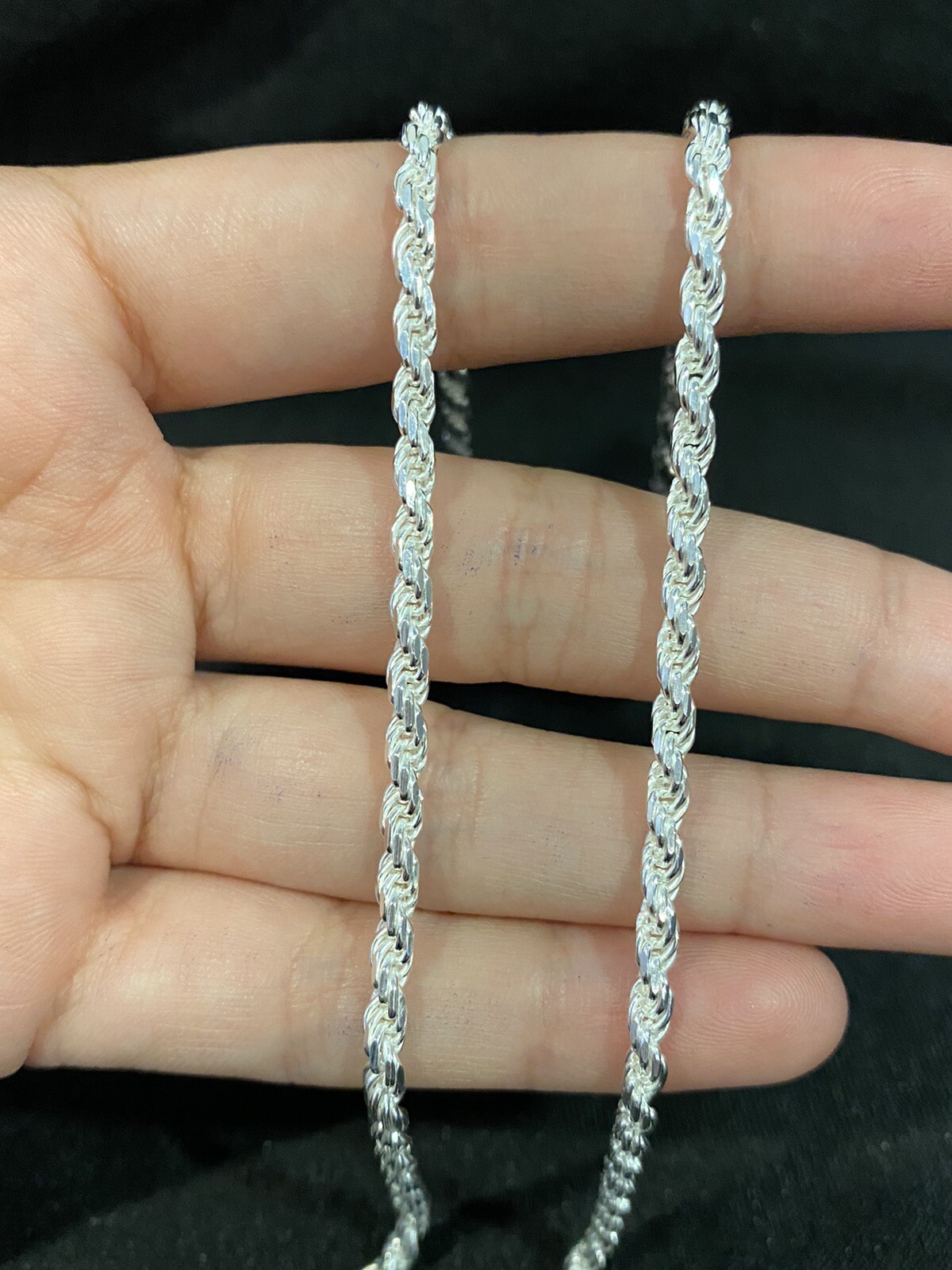 .925 Sterling Silver Men’s Womens Children Twisted Rope Chain Necklace 18 inches