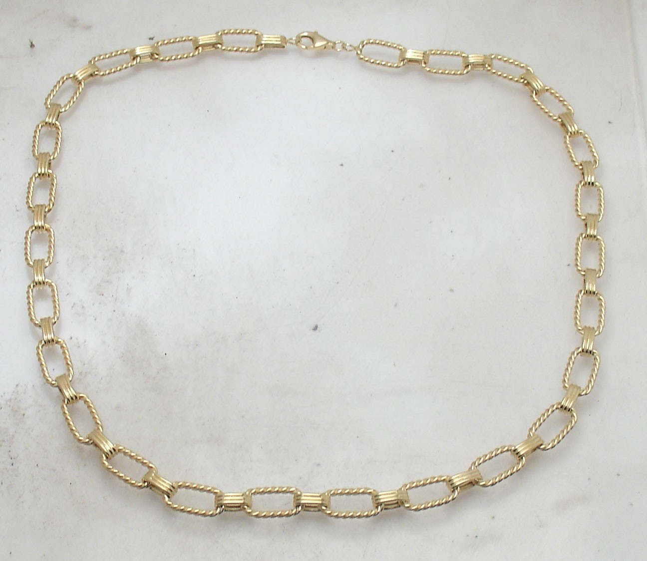 Technibond Twisted Oval Link Chain Necklace 14K Yellow Gold Plated Silver