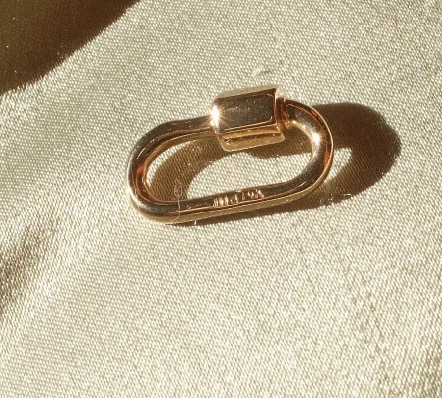 Authentic Marla Aaron 14k Yellow Gold Babylock Charm Holder Connector Carabiner