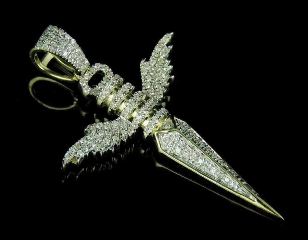 2Ct Round Cut Diamond Cross Wings Pendant 14K Yellow Gold Finish 18″ Free Chain
