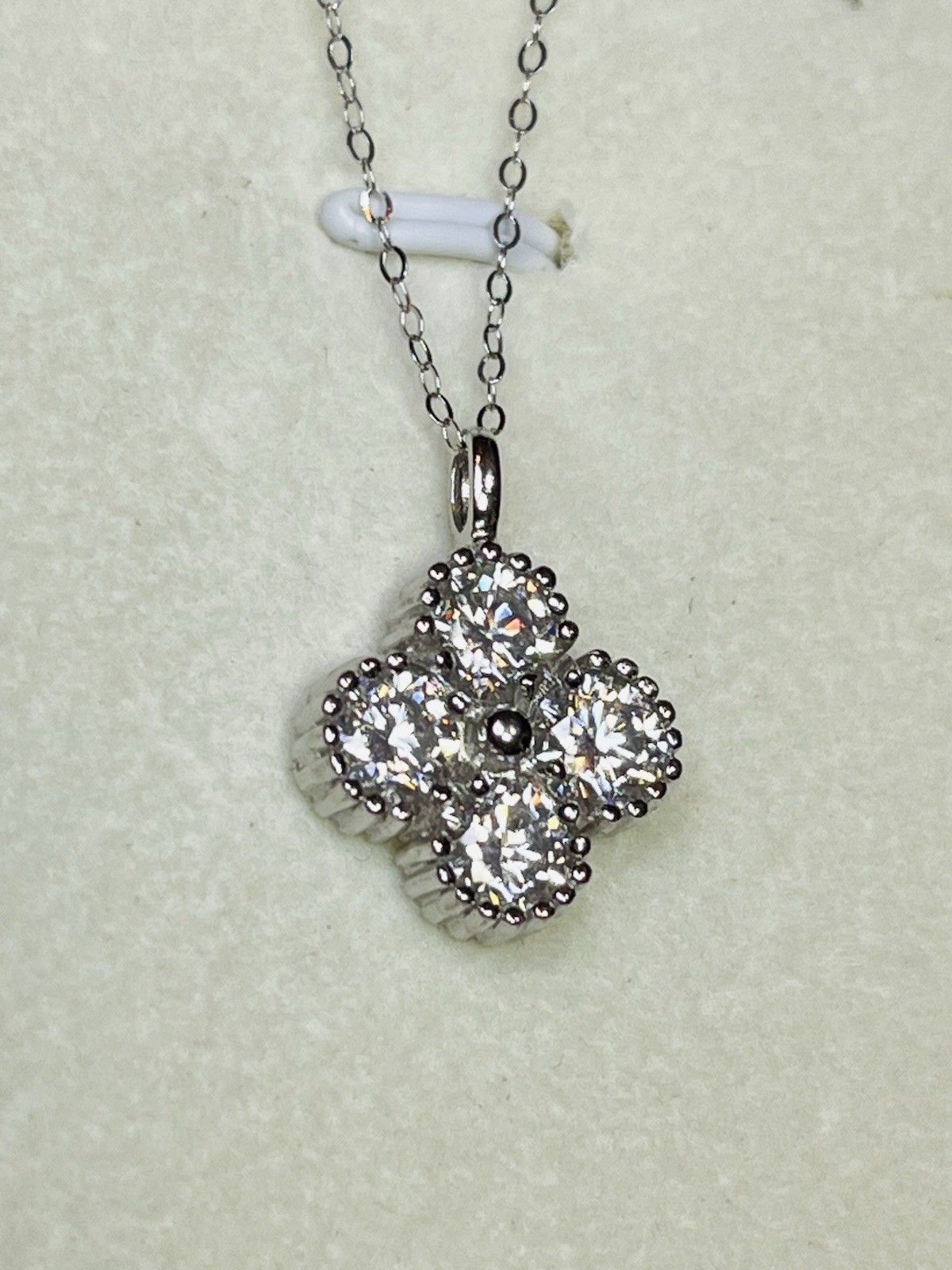 925 Sterling Silver Bling Bling 2 CTW VVS1 Clover Moissanite Pendant Necklace