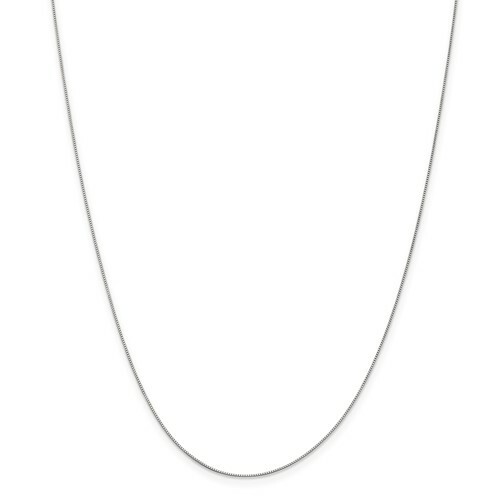 10K WHITE GOLD 18″ THIN BOX LINK NECKLACE PENDANT CHAIN 0.5 mm