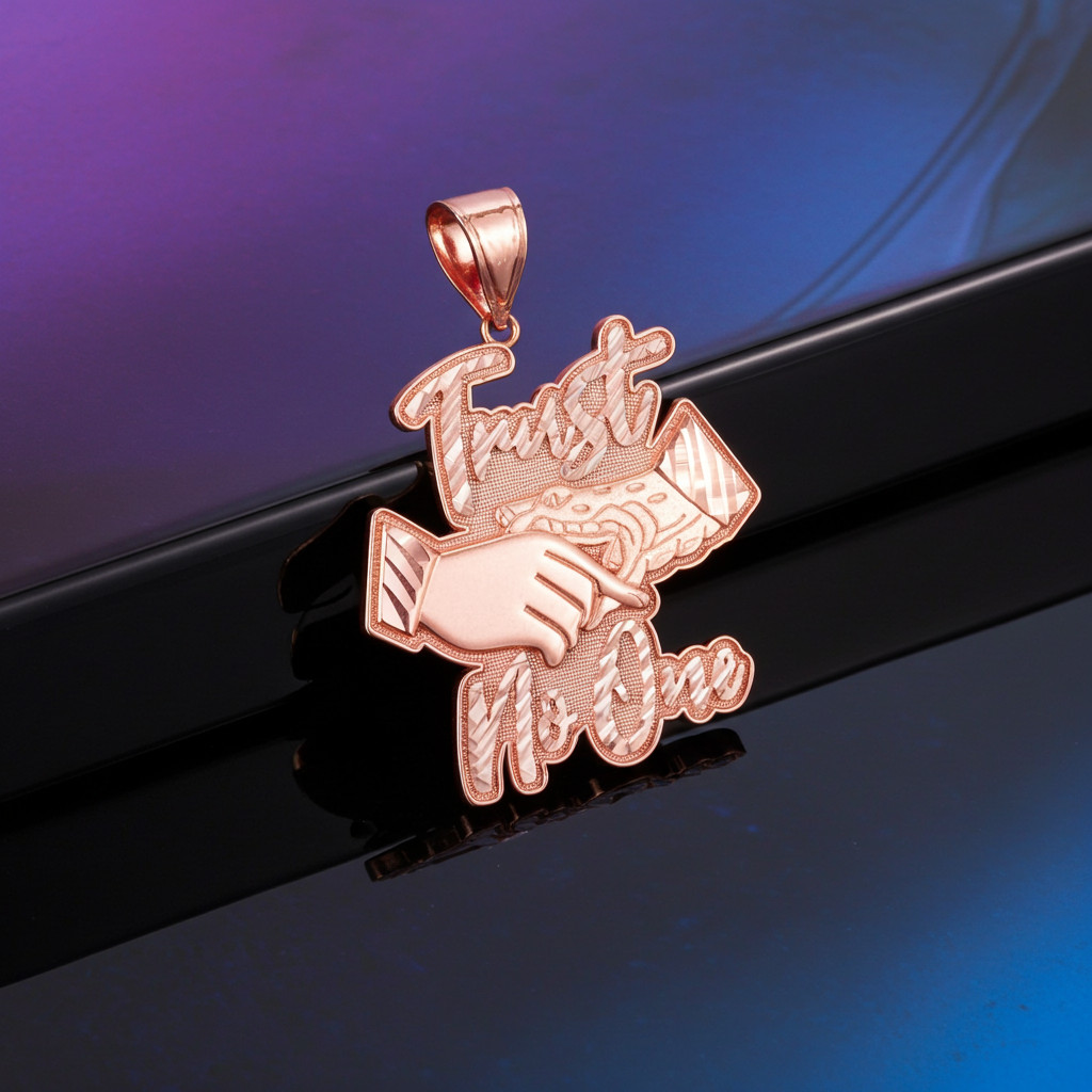 Gold TRUST NO ONE Hip-Hop Pendant