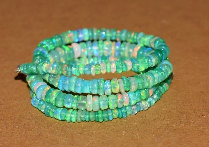 20 inch Natural Ethiopian Opal Wello Fire 3-5MM Opal Gemstone Beads Necklace