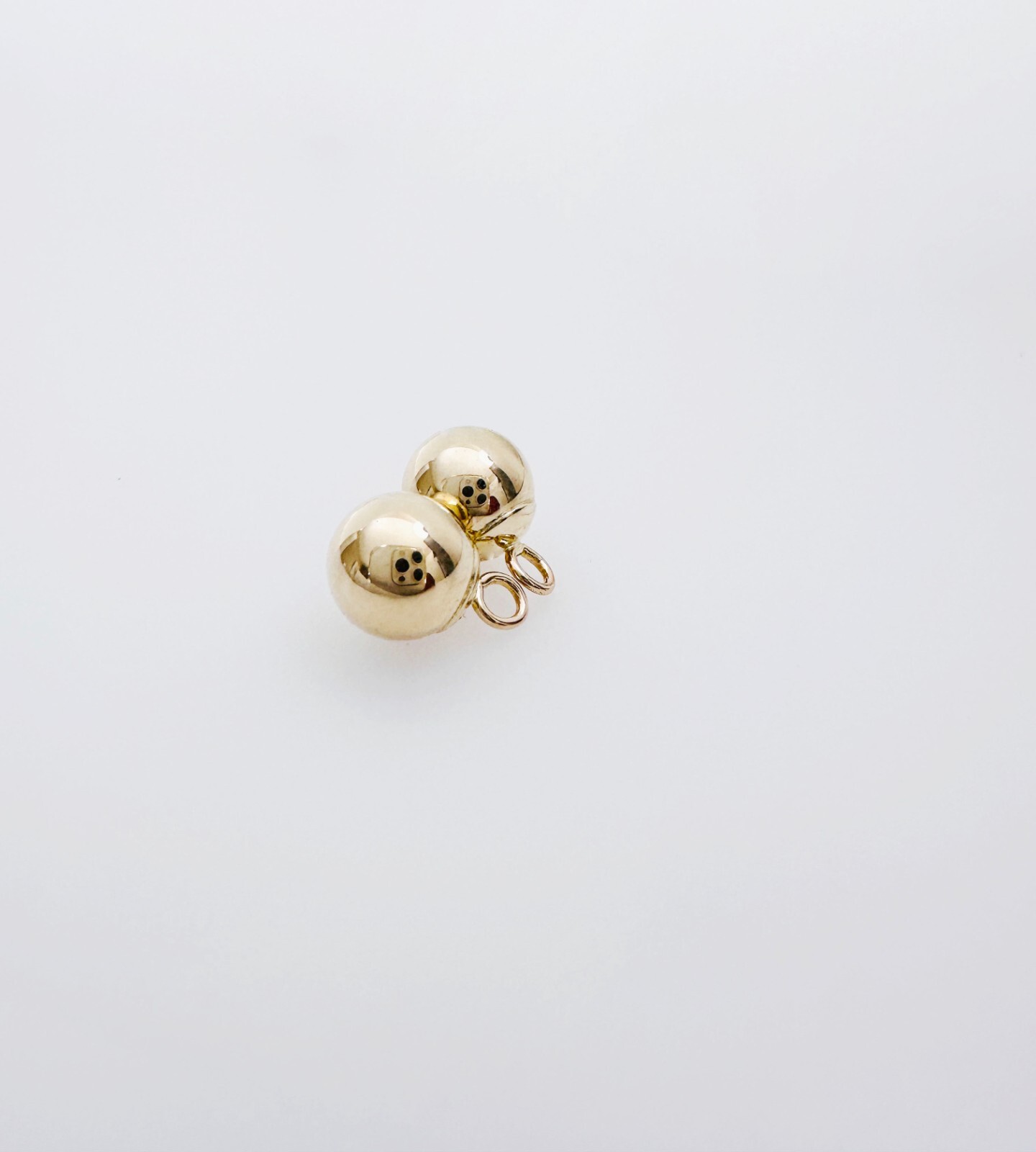 SET of 2 – 14K Solid Yellow Gold 6mm Ball Bead Mini Charms Drop Dangles 6×8.6mm