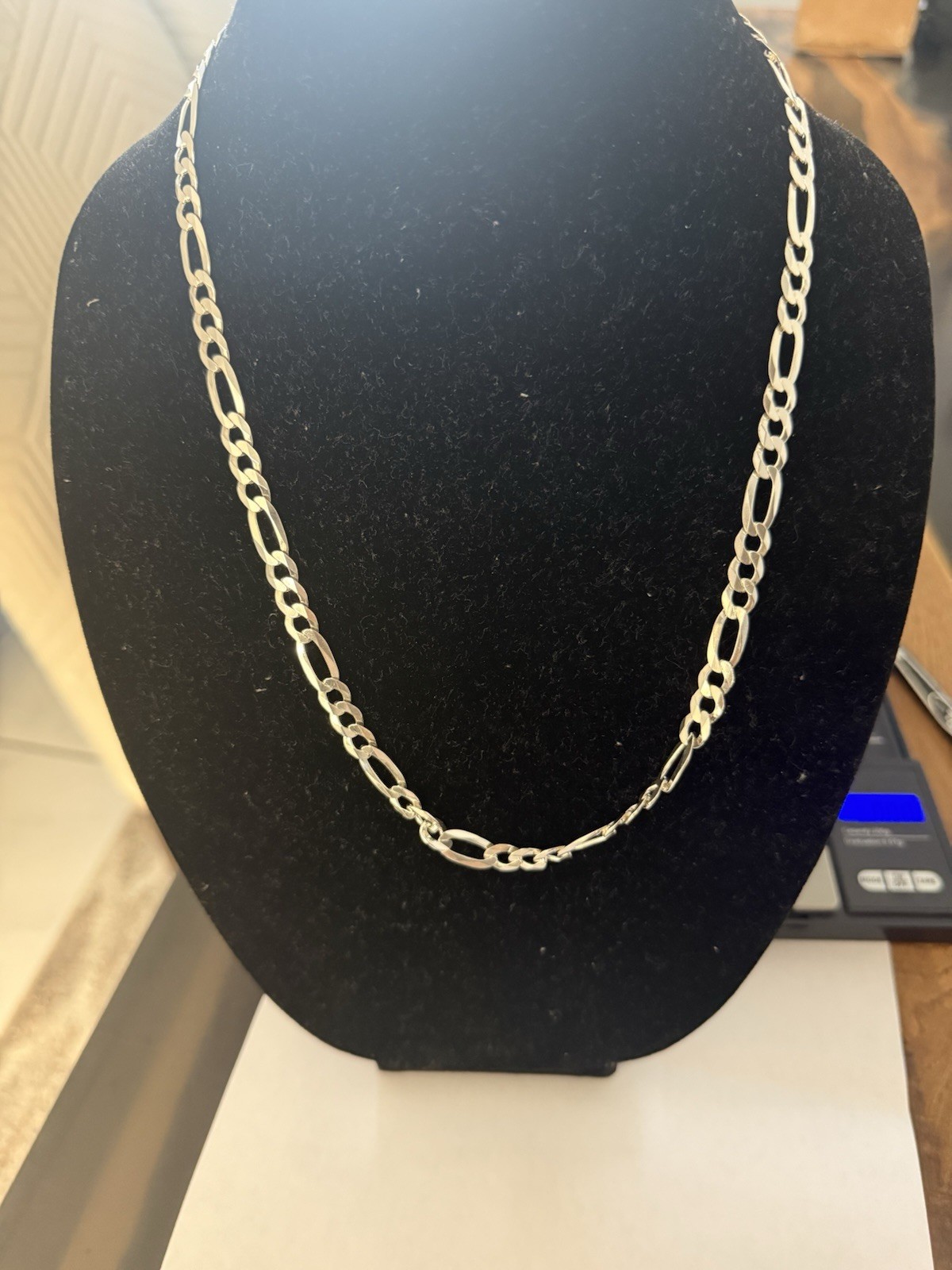 925 sterling silver men’s figaro link chain necklace 24 In length 36.02 grams