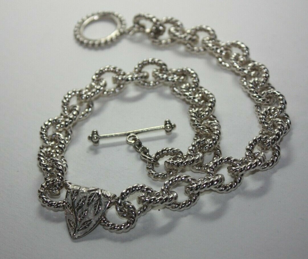 JBB Sterling Silver Heavy Oval Link Toggle Pendant Necklace 16.5″ 105g [071GRA]