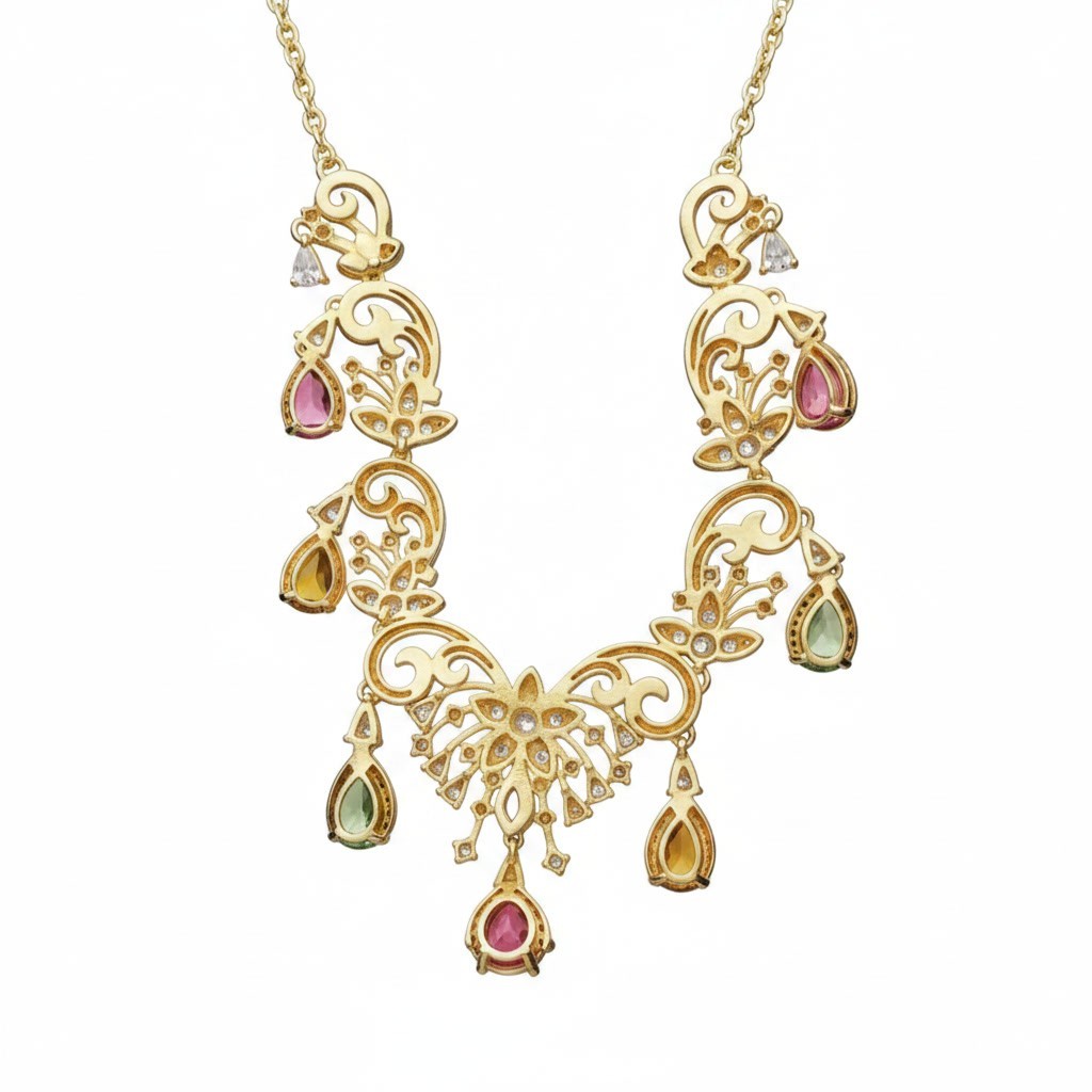 Natural Brazilian Tourmaline Gemstone Charm Necklace 925 Sterling Silver