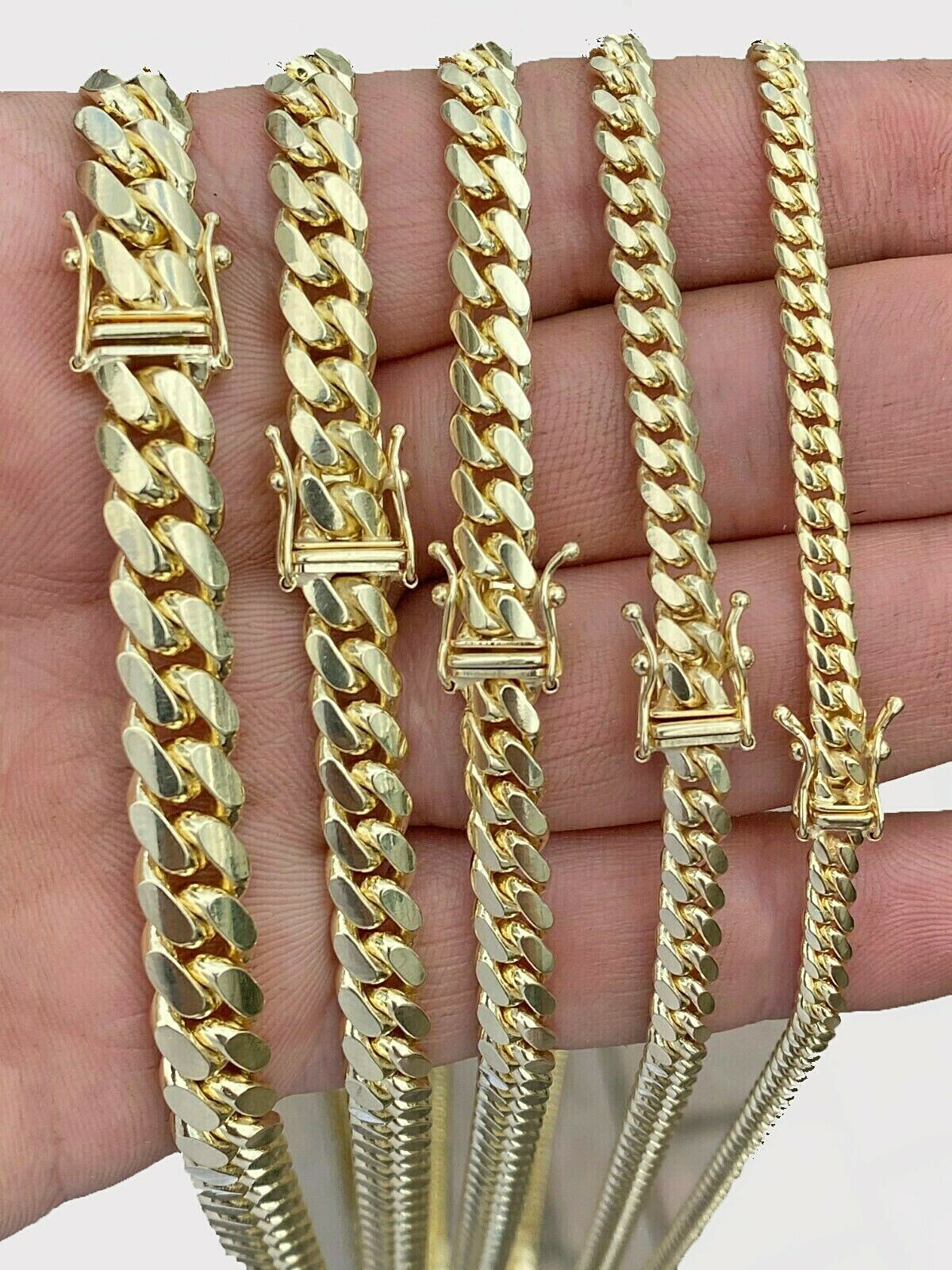 SOLID 10k Gold Miami Cuban link Chain Necklace 20″- 28″ Mens REAL 10KT 4mm-8mm