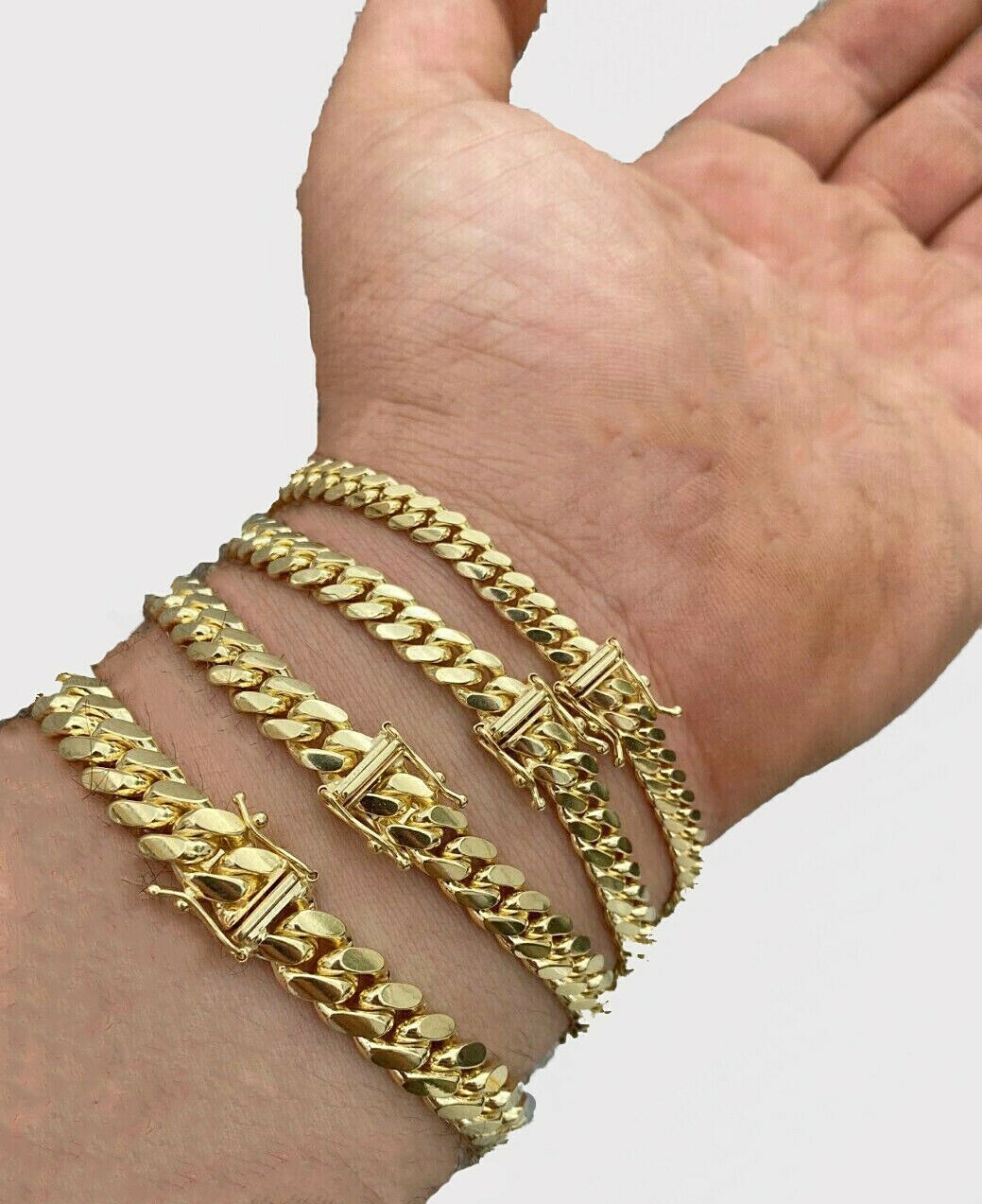 SOLID 10k Gold Miami Cuban link Chain Necklace 20″- 28″ Mens REAL 10KT 4mm-8mm