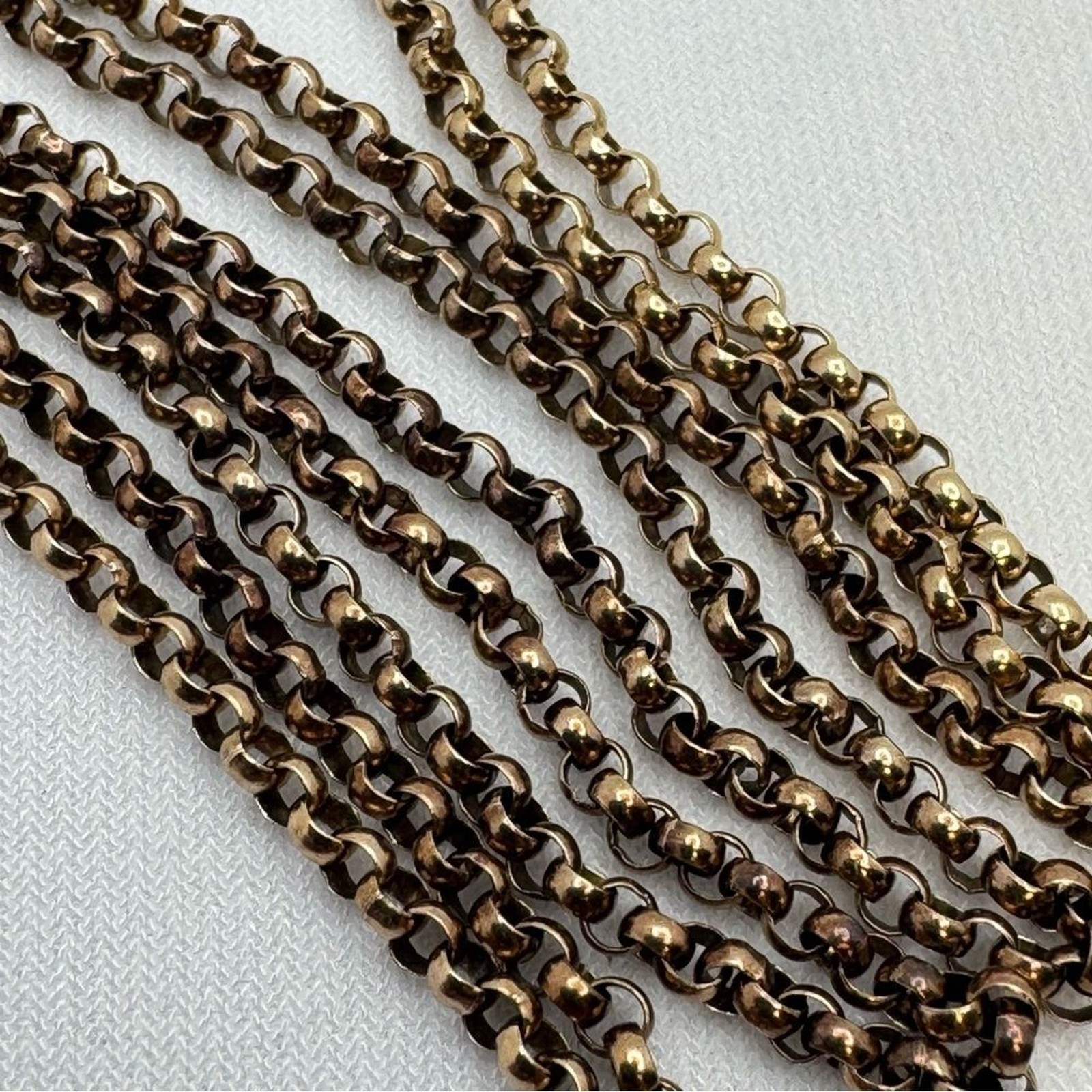 925 Sterling Silver 30” Long Chain Gold Tone Necklace Rolo Link