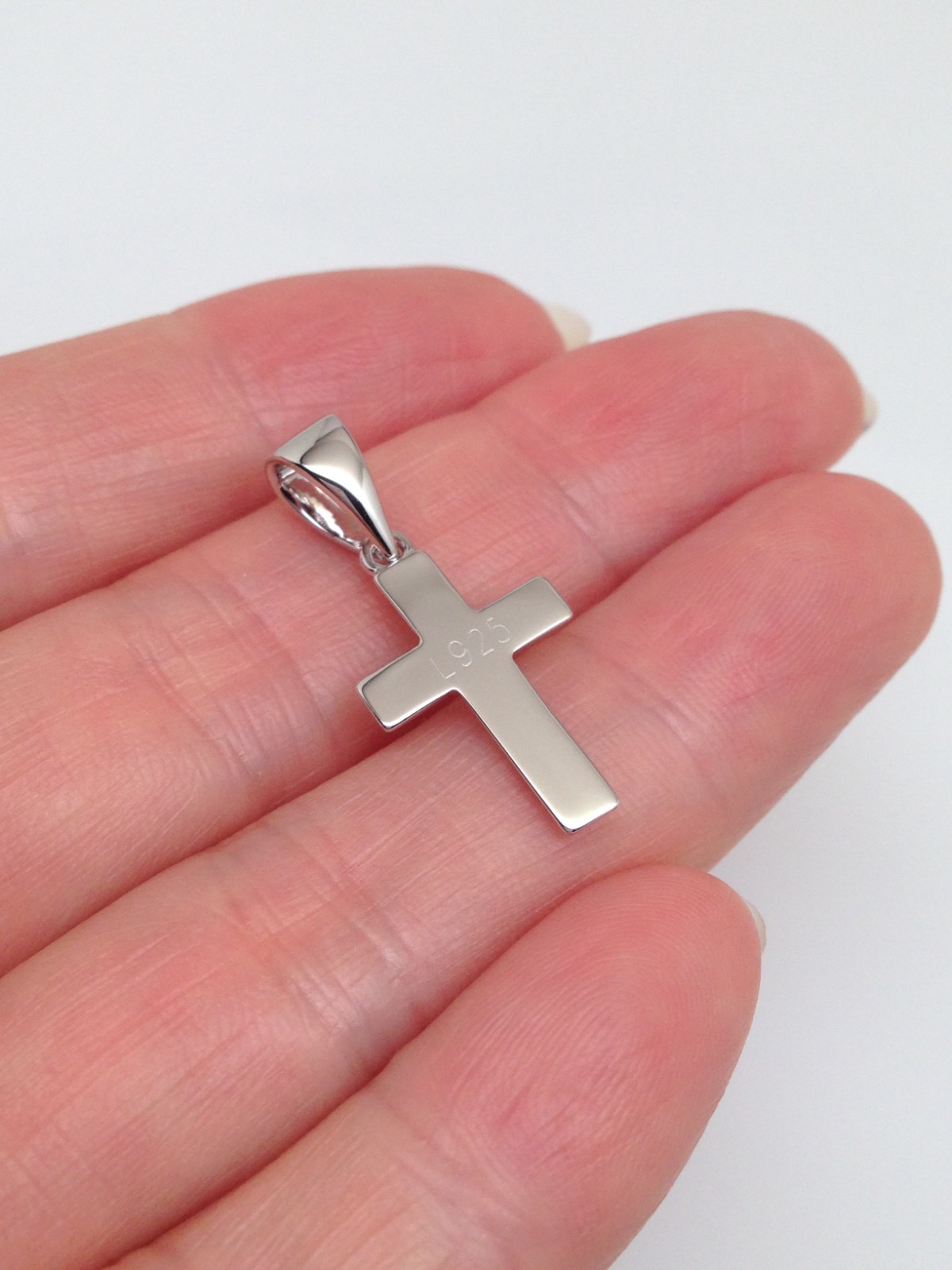 925 Sterling Silver Small Plain Cross Pendant Men Women 16.5mm(0.65″) /26mm