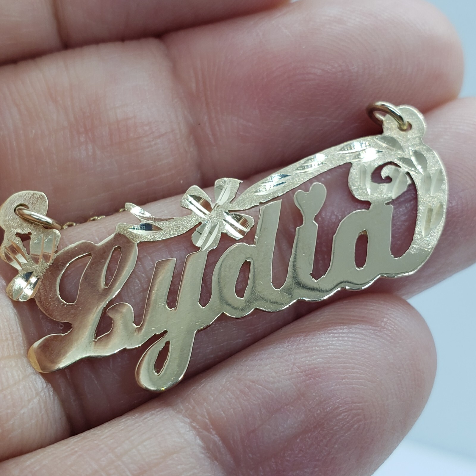 10K Yellow Gold Personalized Handmade Name Pendant with/out Singapore Chain
