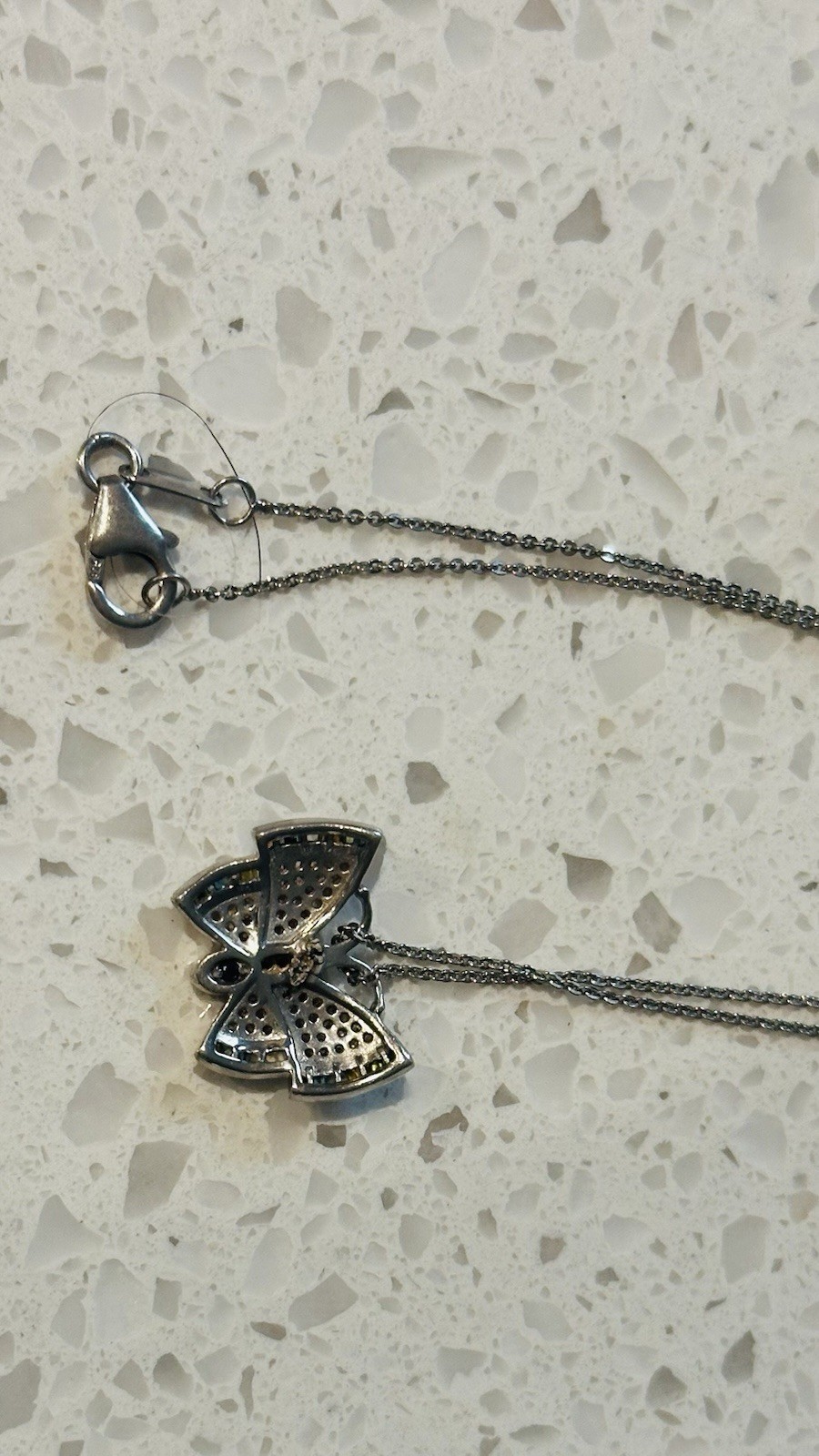 Designer GP Sterling Multicolor Diamond Butterfly Pendant On 20” Chain