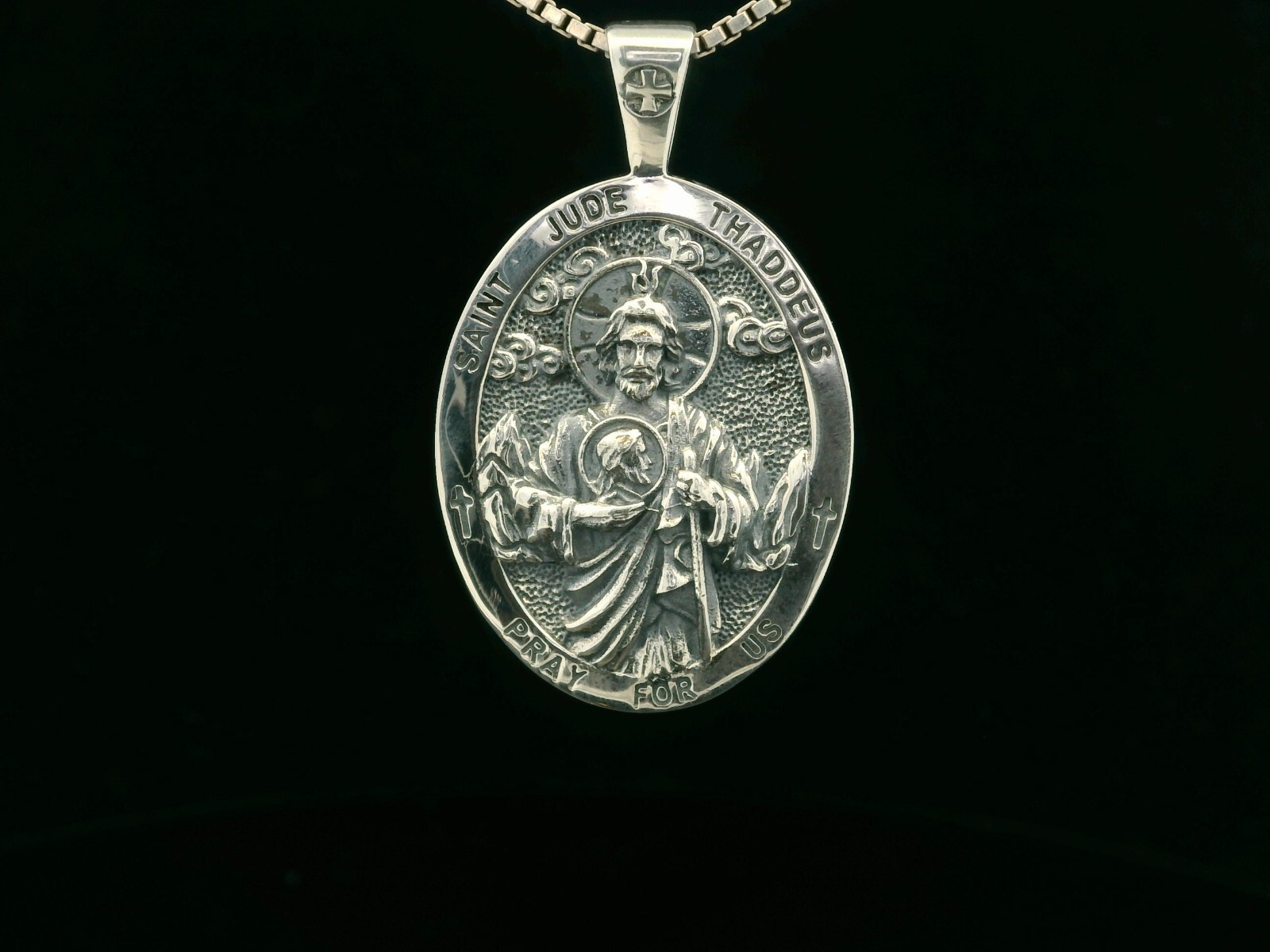 925 Sterling Silver Two-Sided Saint Jude Necklace