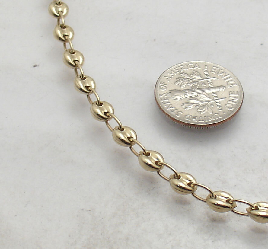 5mm Puffed Mariner Anchor Link Chain Necklace Lobster Lock Real 10K Yellow Gold