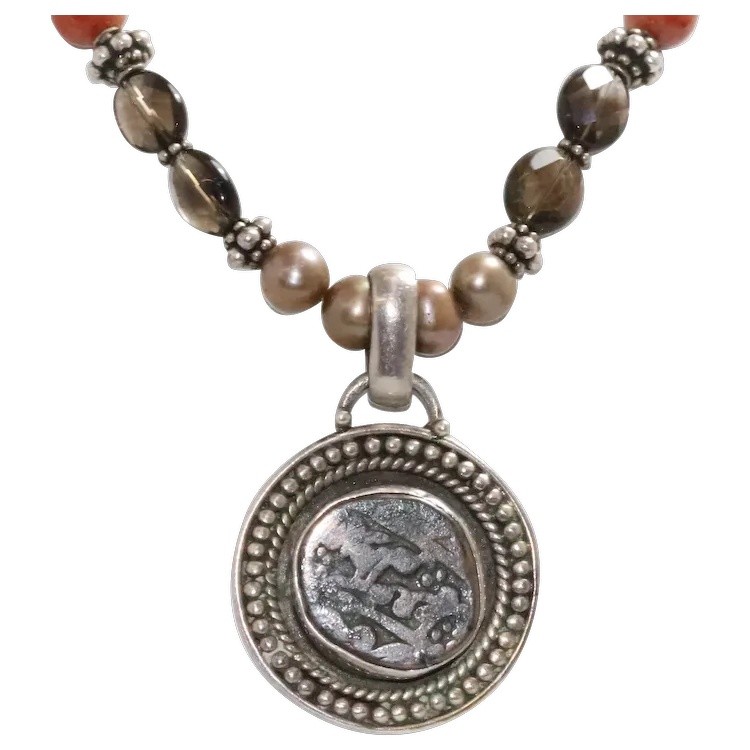 Vintage Sterling Silver Multi Gem Necklace