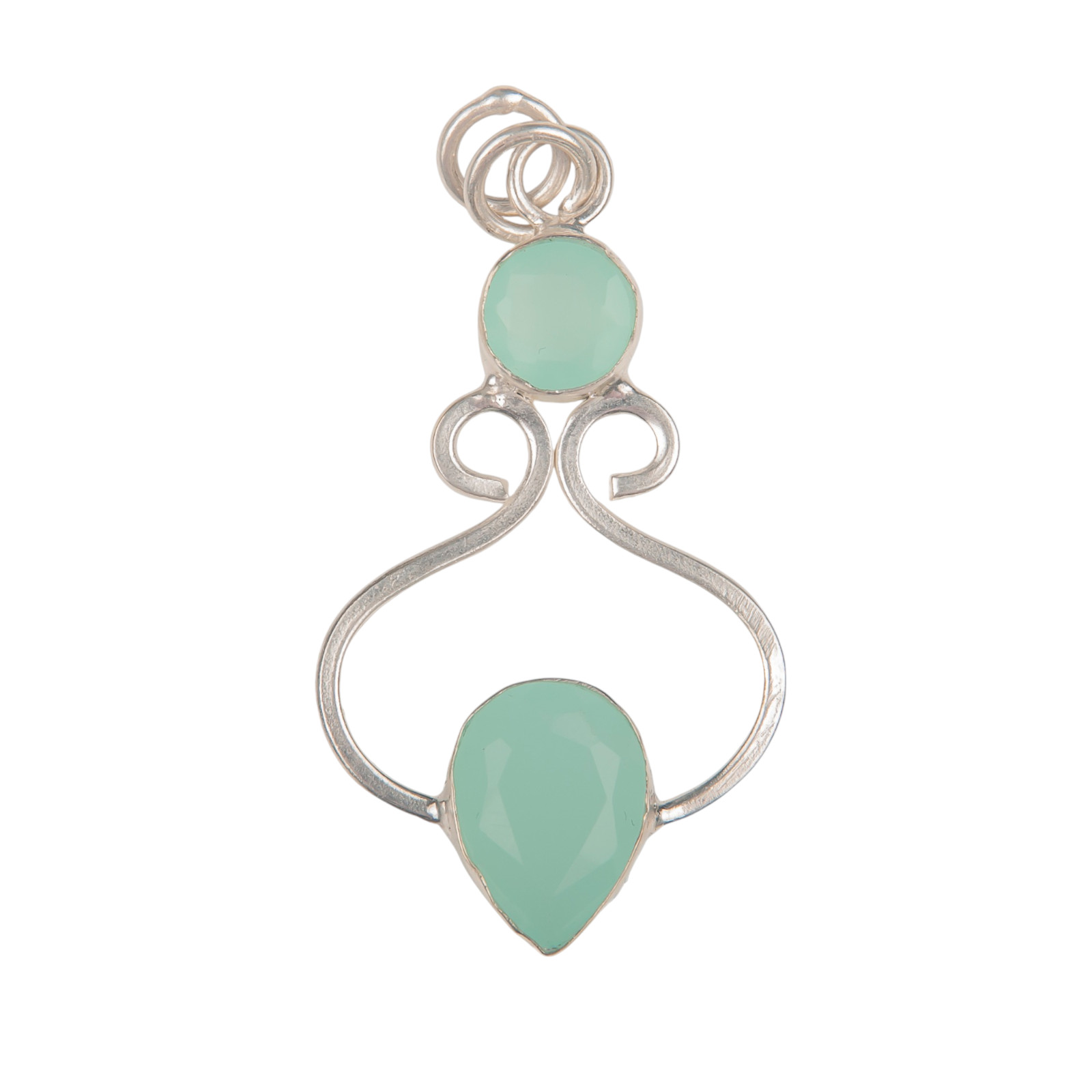 Aqua Chalcedony Gemstone 925 Sterling Silver Necklace Pendent 1.60″ Gift For Her