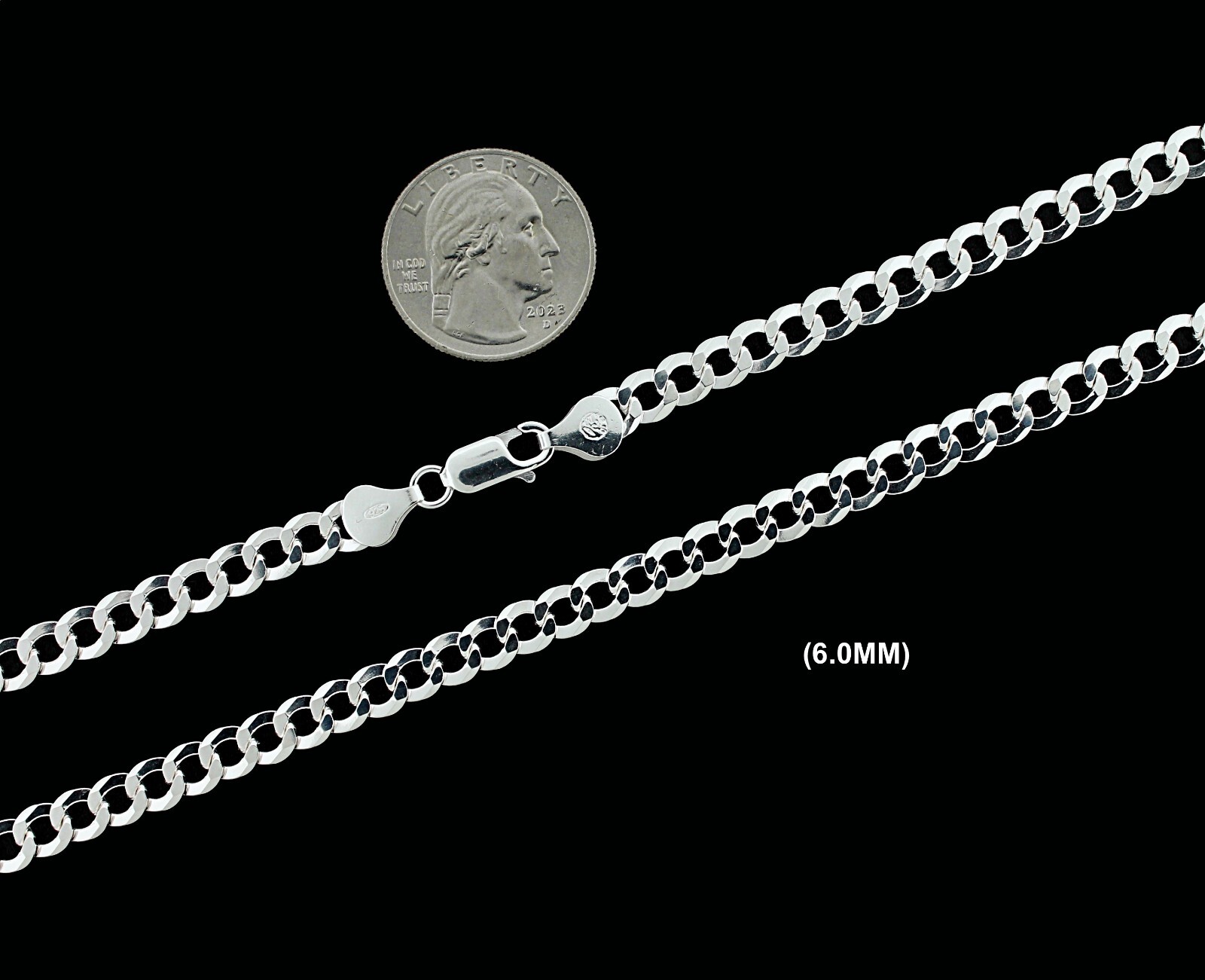 Real SOLID 925 Sterling Silver CURB CUBAN Chain Necklace or Bracelet Mens Womens