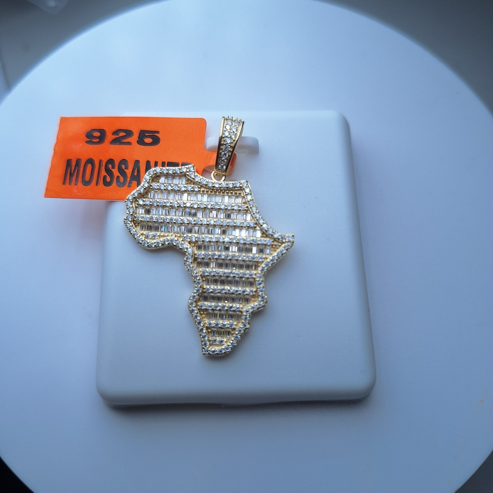 3.00ctw 14k Over 925 Sterling Silver Moissanite Africa Map Pendant