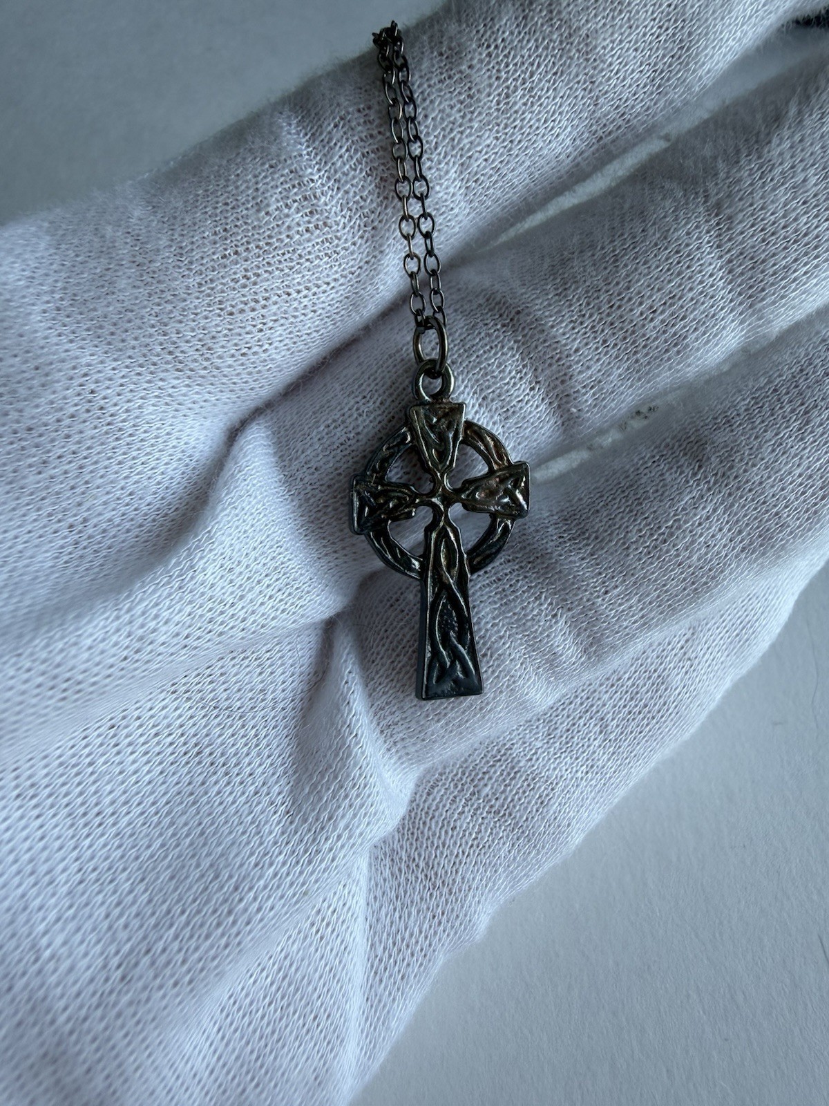 Vintage Irish Celtic Cross Sterling Silver Pendant Necklace J.O’N Eire