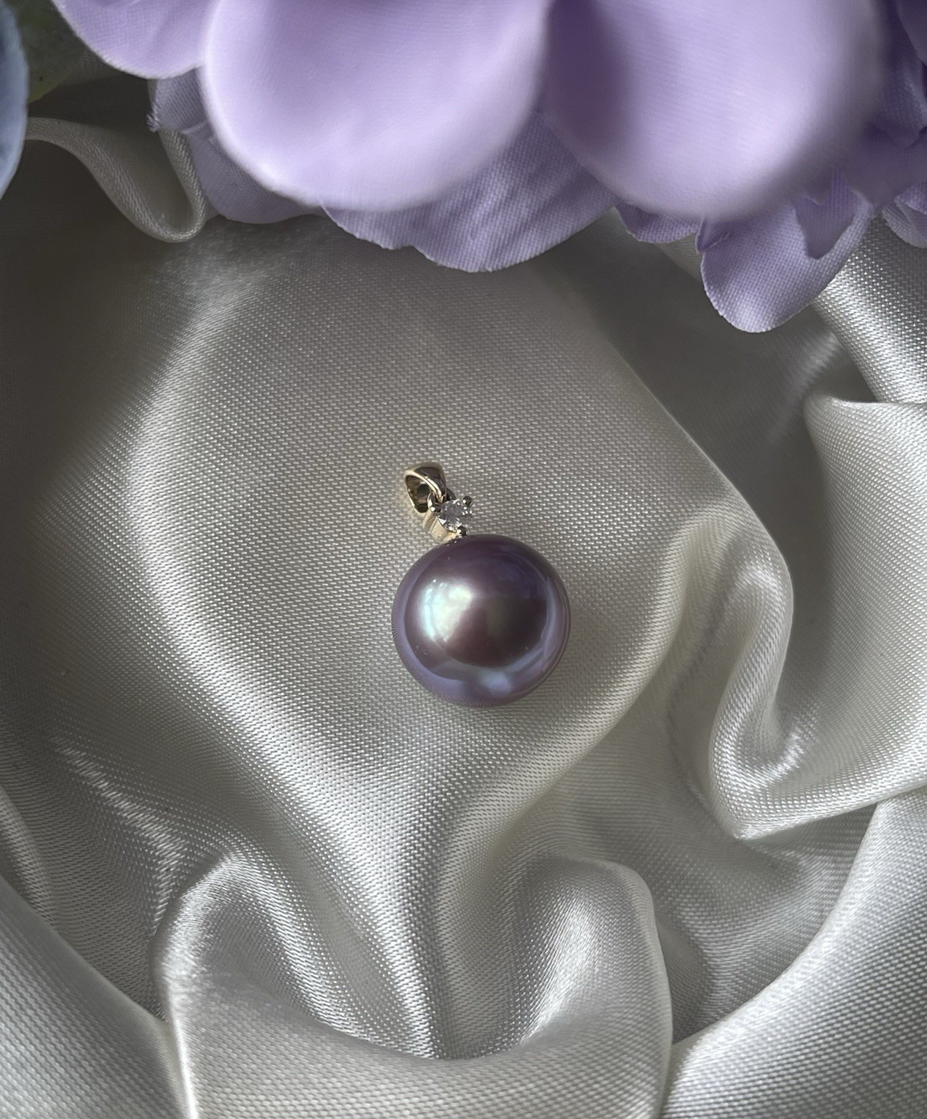 New Genuine Natural Lavender Colored Edison Pearl Diamond Pendant