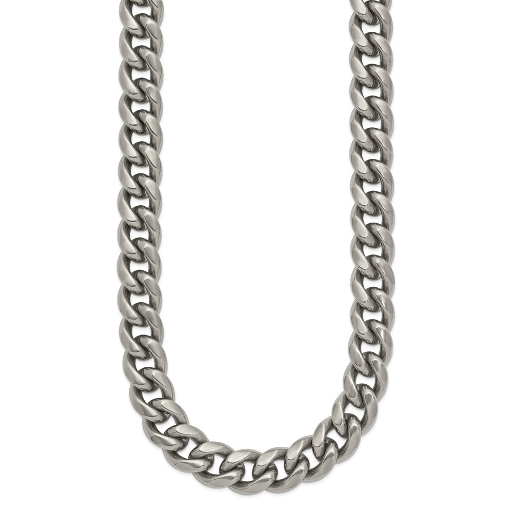 Titanium Polished 10.00mm Curb 22in Necklace