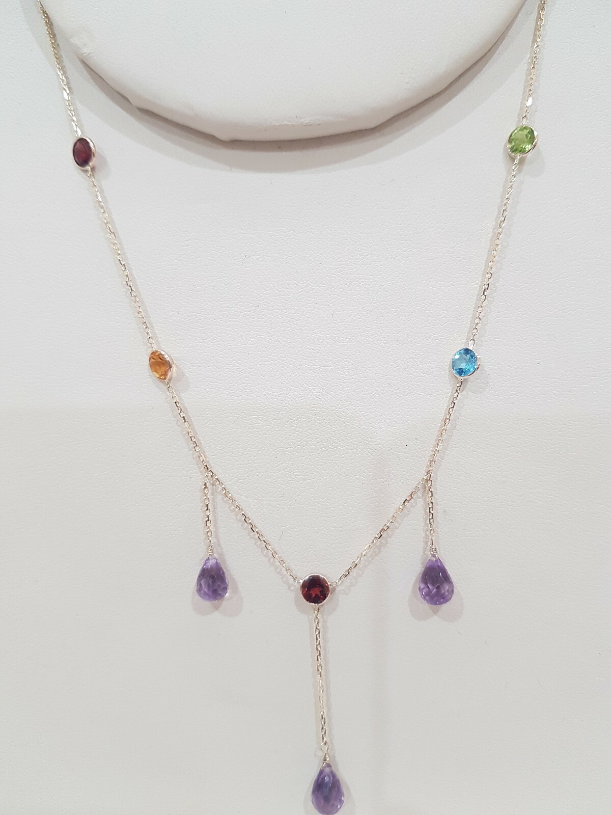 14k Yellow Gold Necklace With Multycolor Stones