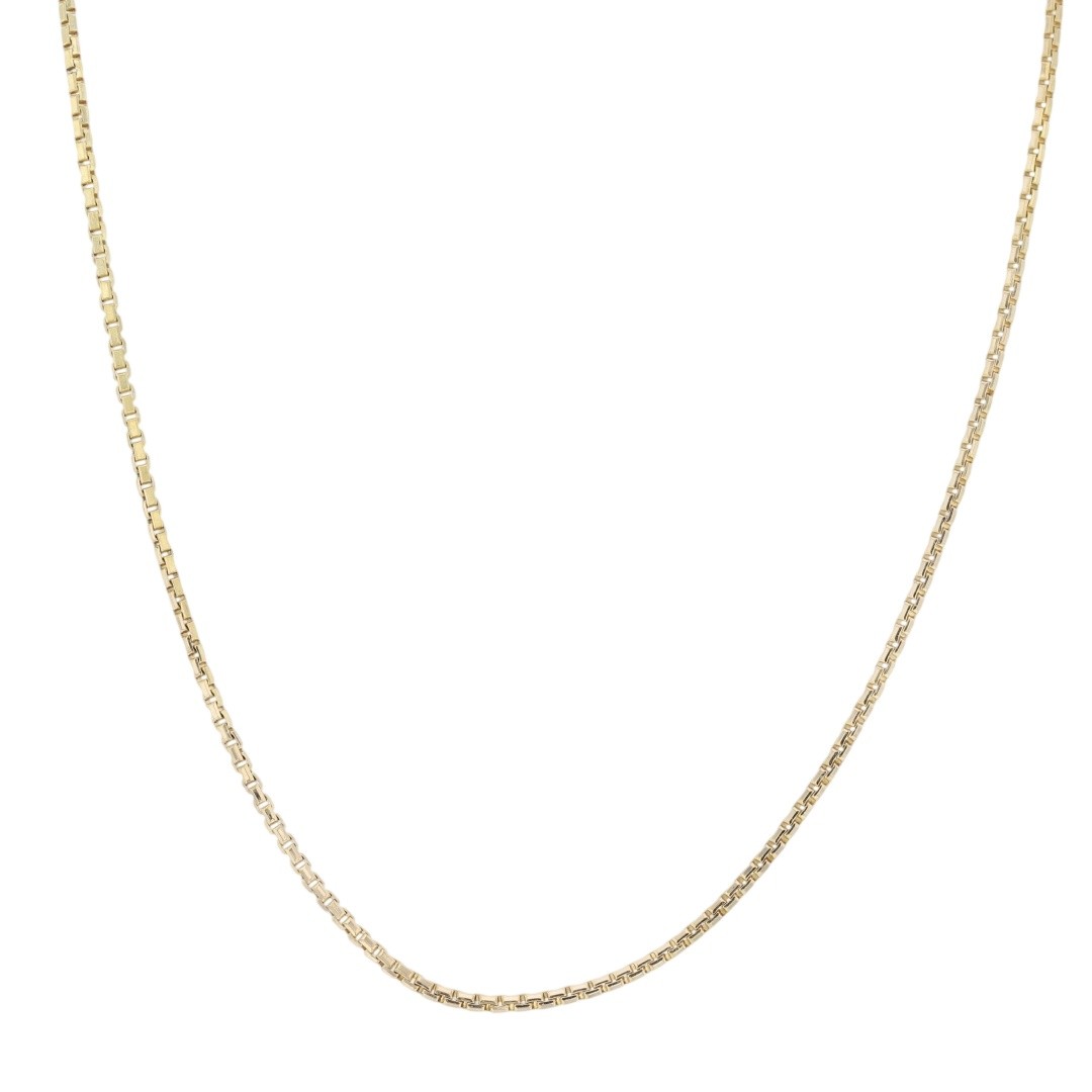 1mm Box Link Chain 20″ Necklace 14k Yellow Gold Italy 2.88 Grams