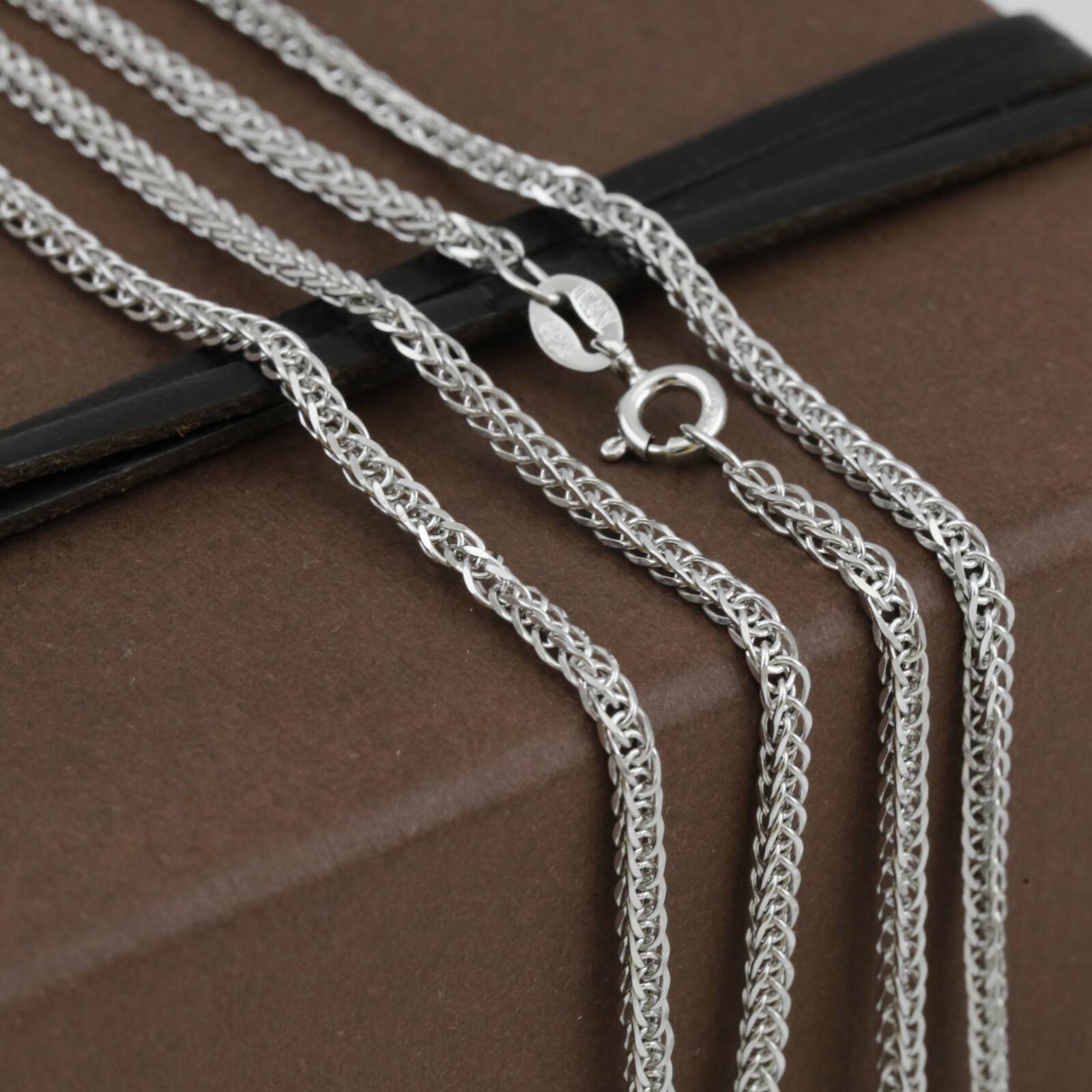 925 Solid Sterling Silver Foxtail Chain 70cm Italy Made