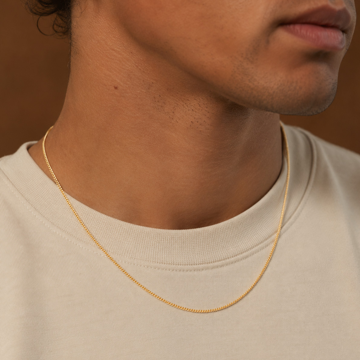 14K Gold Plated Sterling Silver Curb Chain Necklace – 1.4mm
